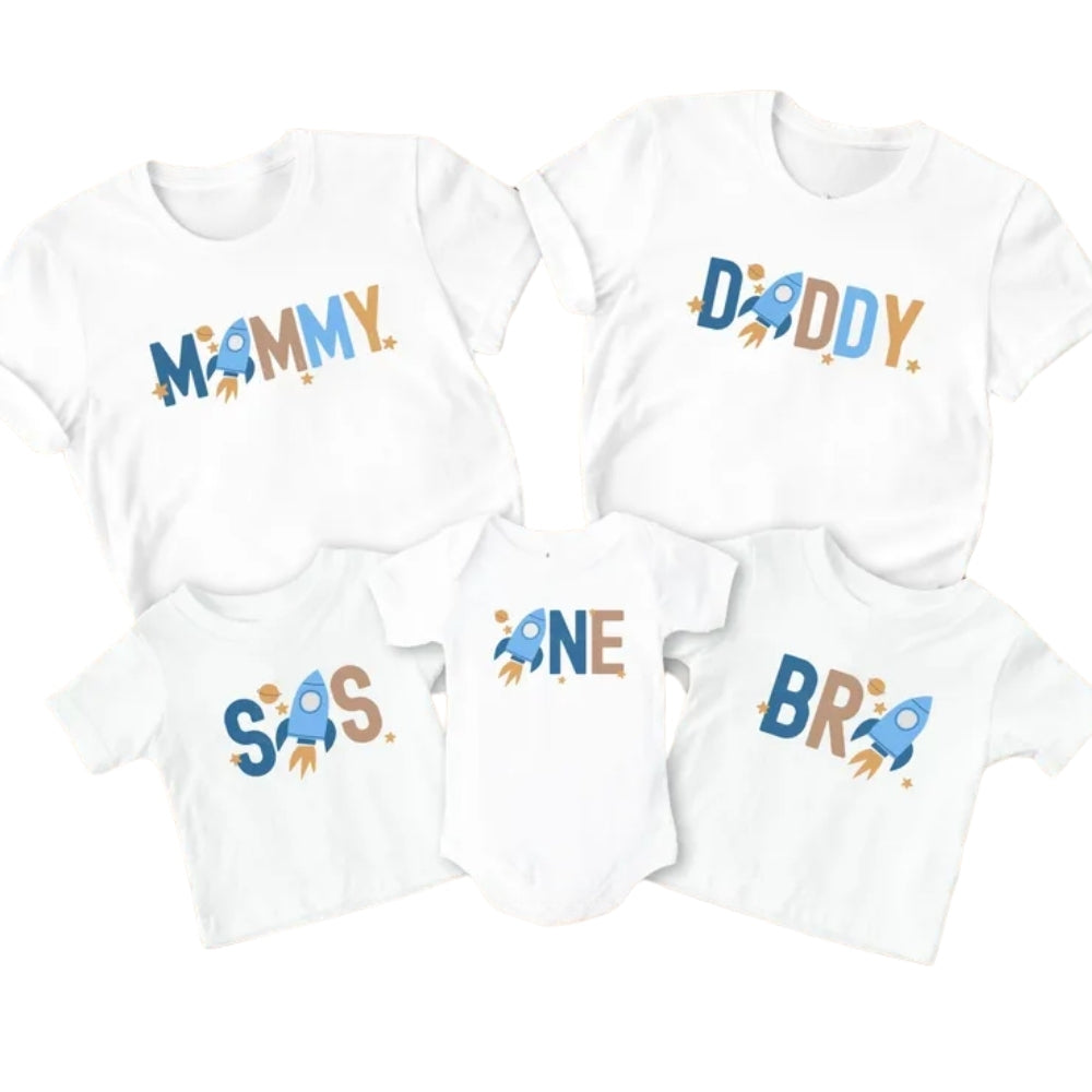 Custom Astronaut Matching First Birthday Family T Shirts, Custom 1st Birthday Matching Shirts For Family ET0321