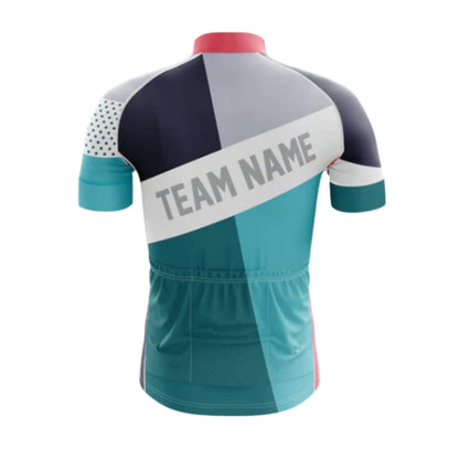 Custom Team Cyan White Cycling Short Sleeve Jersey Men, Custom Cycling Jerseys For Team CG0515