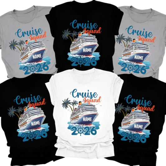 Cruise Squad Custom Name Matching Family T Shirts, Custom Cruise Vacation Shirts For Family ET0197