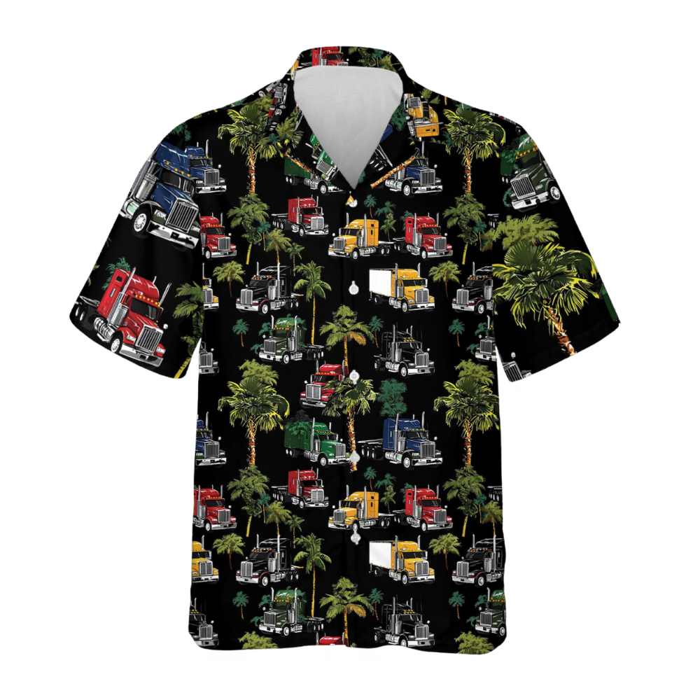 Semi Truck Tropical Hawaiian Shirt For Men, Truck Hawaiian Shirt For Truck Driver HE0791