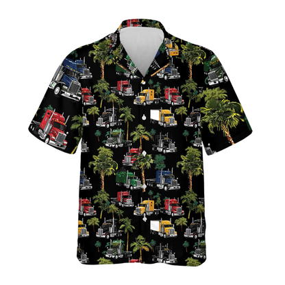 Semi Truck Tropical Hawaiian Shirt For Men, Truck Hawaiian Shirt For Truck Driver HE0791