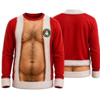 Hairy Santa Funny Christmas Sweatshirt For Men, Xmas Funny Sweatshirt 2D1049