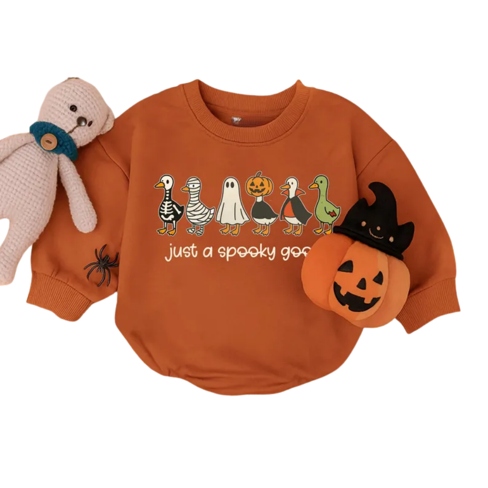 Just A Spooky Goose Baby Romper Sweatshirt, Funny Halloween Baby Romper Sweatshirt BB0505