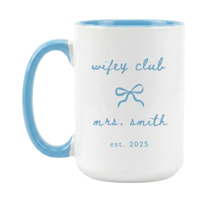 Custom Name Wifey Club Mug, Personalized Wedding Newlywed Bachelorette Party Mug WD0147