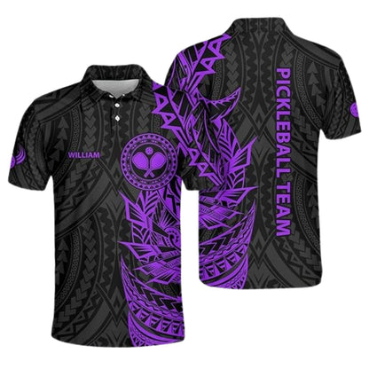 Custom Black Green Tribal Pickleball Polo Shirt Mens, Custom Tribal Pickleball Shirts For Team PZ0004