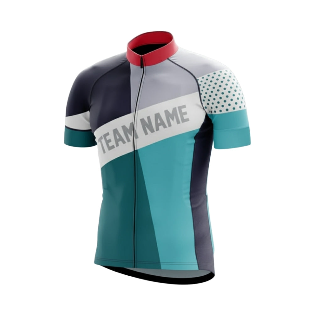 Custom Team Cyan White Cycling Short Sleeve Jersey Men, Custom Cycling Jerseys For Team CG0515