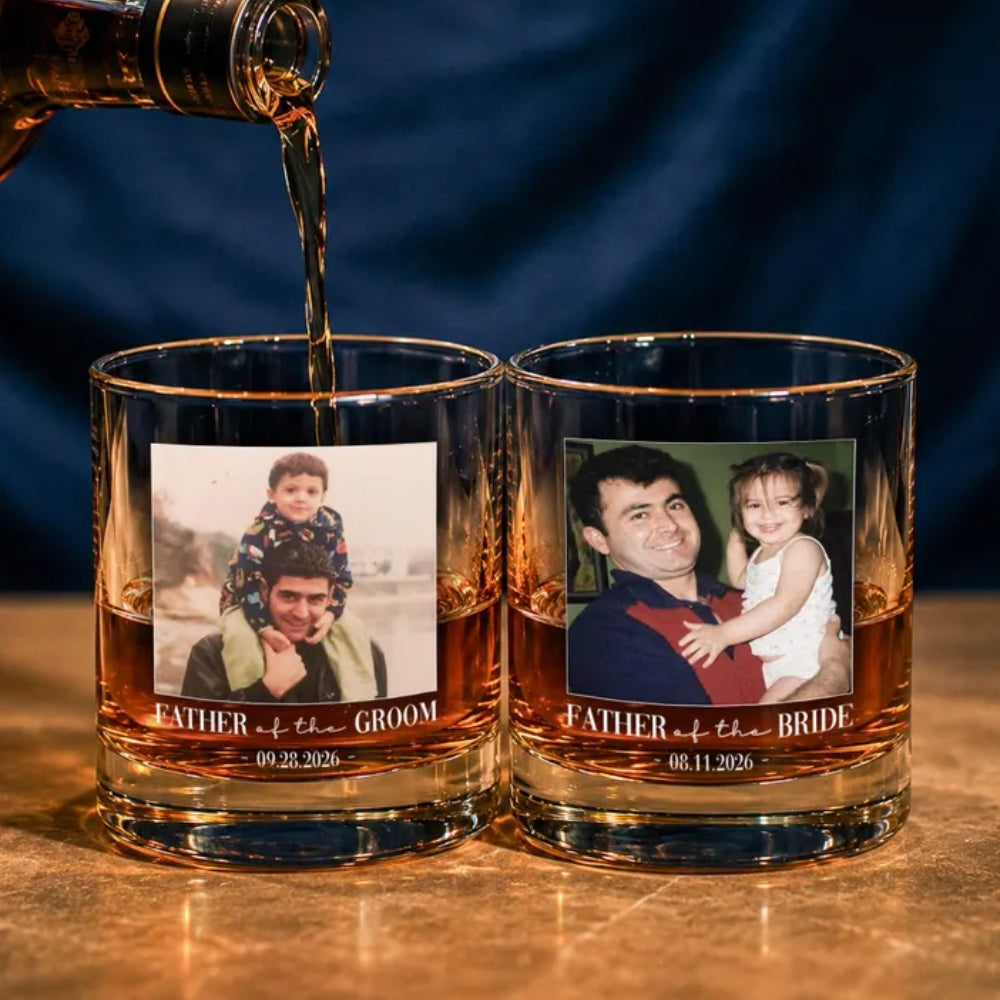 Thank You For Walking By My Side Today & Always Custom Photo Father Of The Bride Whiskey Glass, Custom Wedding Glass For Father From Bride WD0362