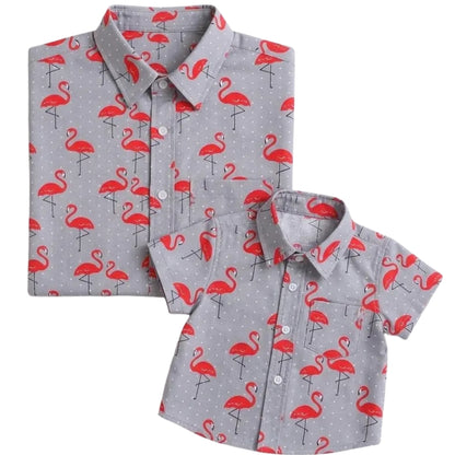 Dad And Son Flamingo Matching Hawaiian Shirts, Tropical Flamingo Family Hawaiian Shirts ET0903