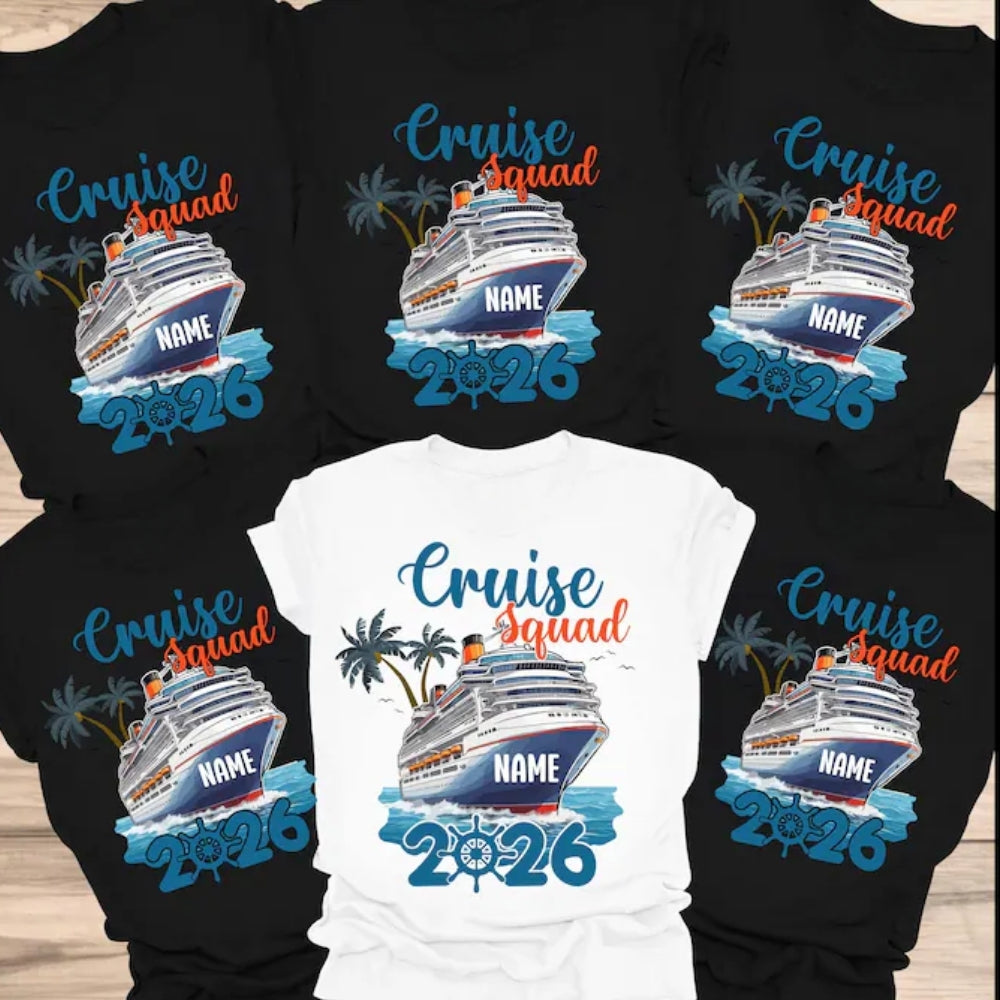 Cruise Squad Custom Name Matching Family T Shirts, Custom Cruise Vacation Shirts For Family ET0197