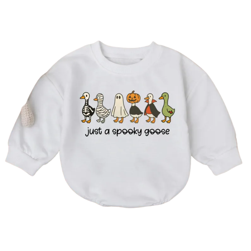 Just A Spooky Goose Baby Romper Sweatshirt, Funny Halloween Baby Romper Sweatshirt BB0505
