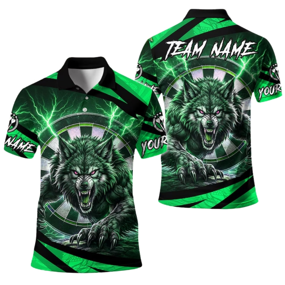 Custom Wolf Blue Thunder Darts Men's Polo Shirt, Custom Wolf Darts Shirts For Team DE0077