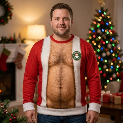Hairy Santa Funny Christmas Sweatshirt For Men, Xmas Funny Sweatshirt 2D1049