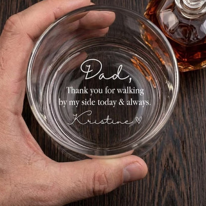 Thank You For Walking By My Side Today & Always Custom Photo Father Of The Bride Whiskey Glass, Custom Wedding Glass For Father From Bride WD0362