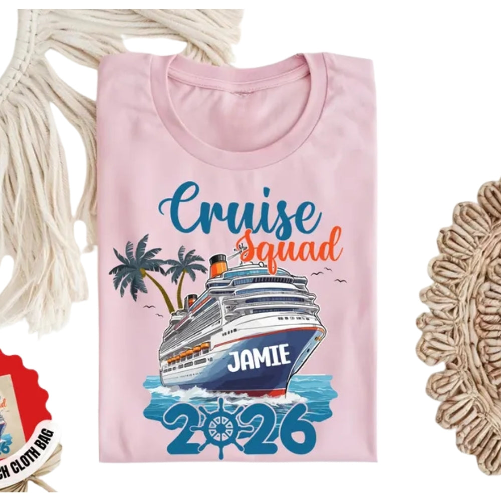 Cruise Squad Custom Name Matching Family T Shirts, Custom Cruise Vacation Shirts For Family ET0197