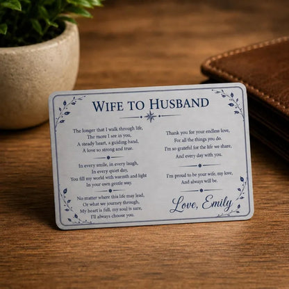 Wife To Husband Personalized Metal Wallet Card, Custom Wallet Car For Husband WD0442