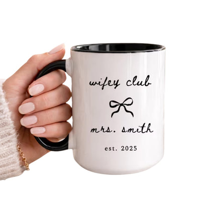 Custom Name Wifey Club Mug, Personalized Wedding Newlywed Bachelorette Party Mug WD0147