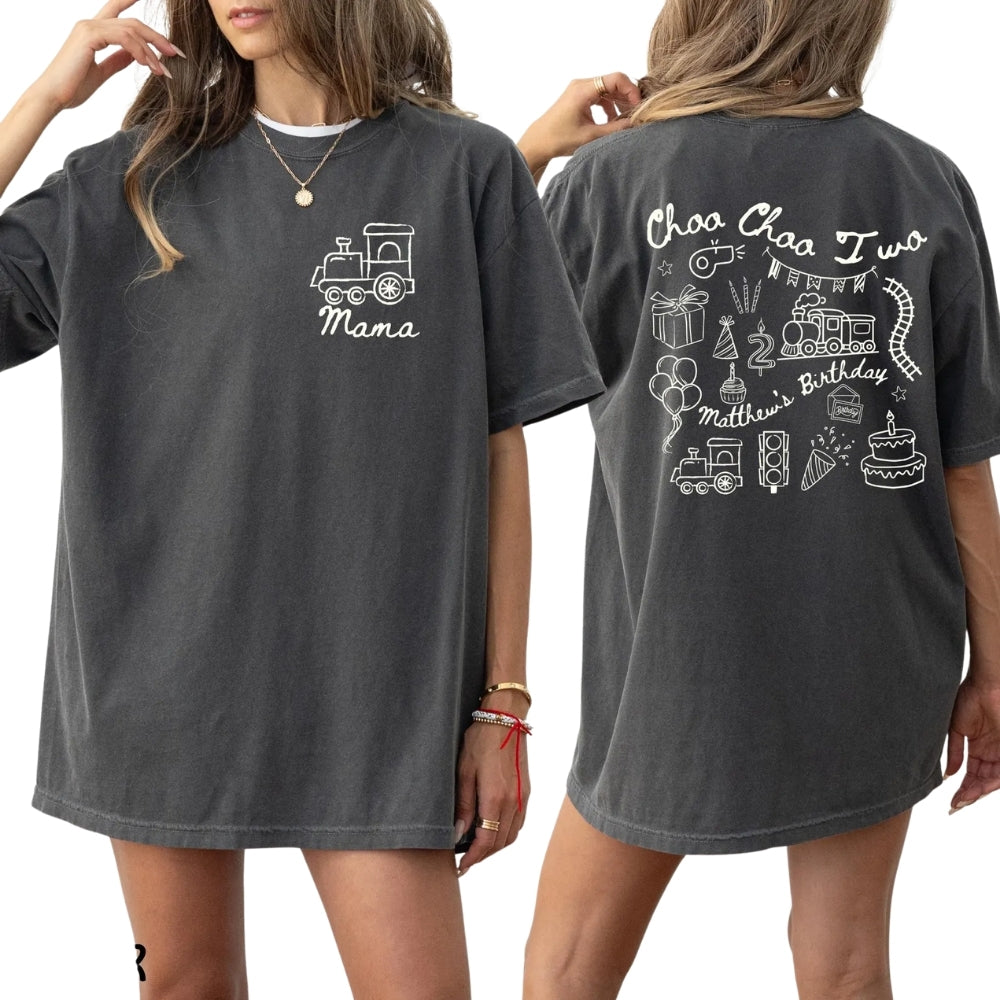 Choo Choo Two Custom Train 2nd Birthday Matching Family T Shirts, Custom Matching Family 2nd Birthday Shirts ET0472