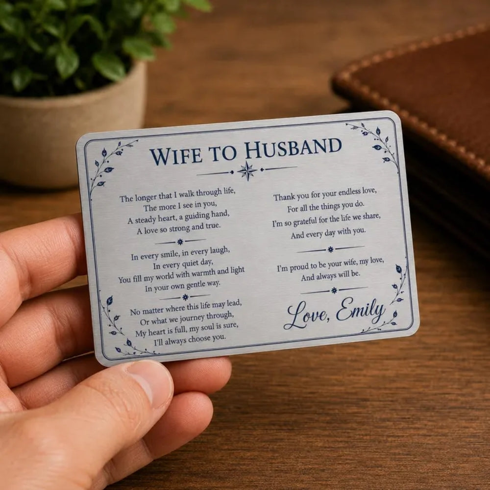 Wife To Husband Personalized Metal Wallet Card, Custom Wallet Car For Husband WD0442