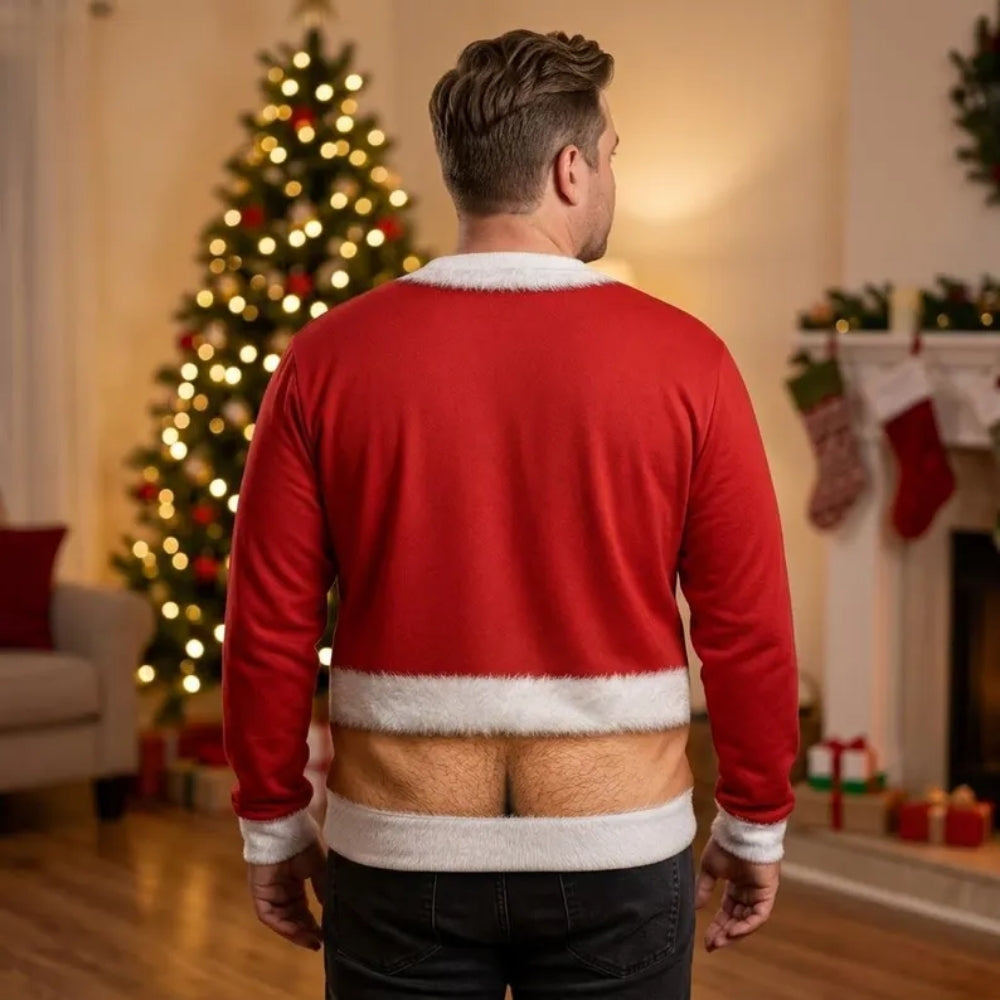 Hairy Santa Funny Christmas Sweatshirt For Men, Xmas Funny Sweatshirt 2D1049