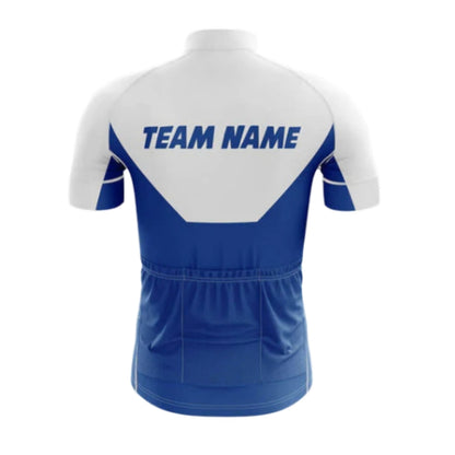 Custom Team Cycling Short Sleeve Jersey For Men White And Blue, Custom Cycling Jerseys CG0516