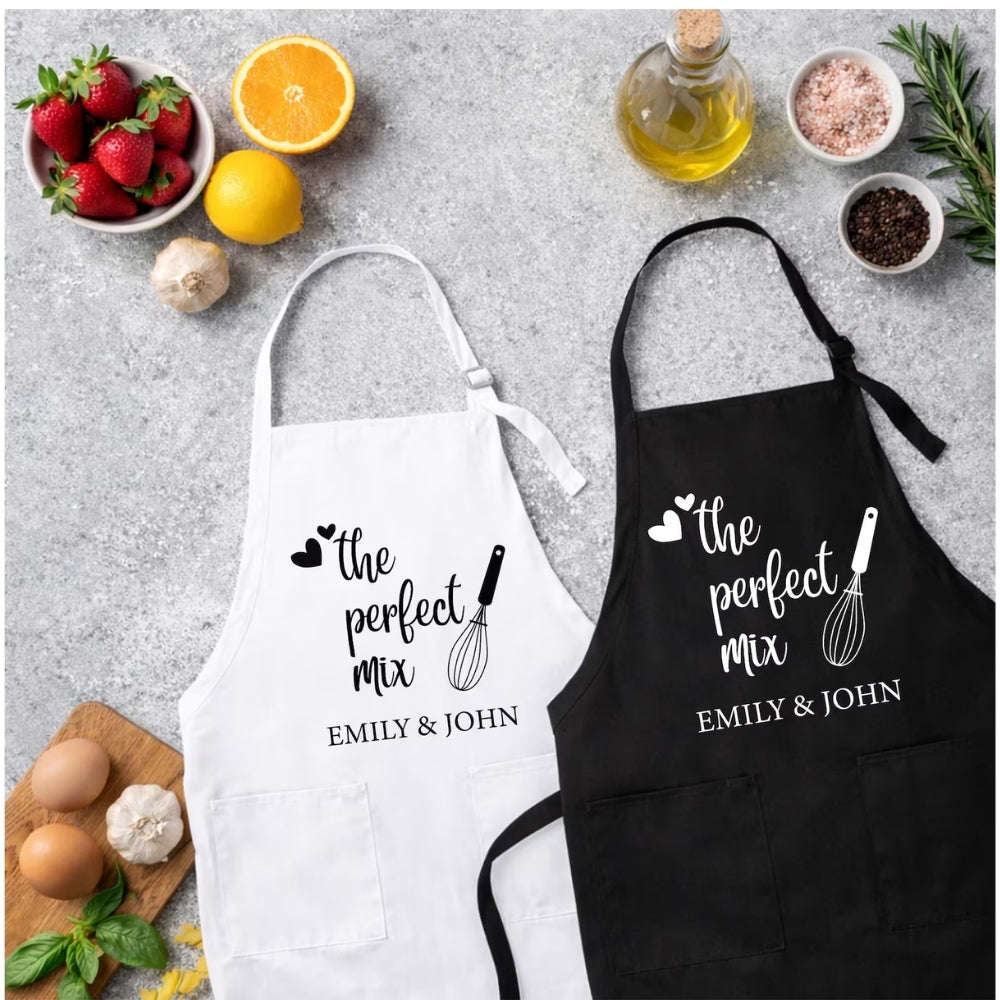 Custom The Perfect Mix Matching Apron for Wedding Valentines Anniversary, Personalized Mr and Mrs Apron WD0052