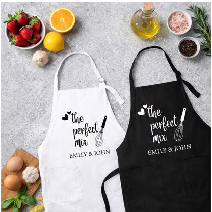 Custom The Perfect Mix Matching Apron for Wedding Valentines Anniversary, Personalized Mr and Mrs Apron WD0052