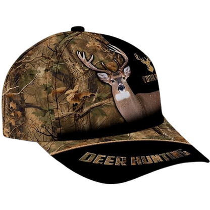 Personalized Name Deer Hunting 3D Baseball Cap, Custom Deer Hunters Caps Hats CP0527