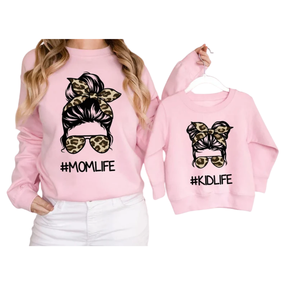 Momlife Kidlife Leopard Matching Sweatshirt, Matching Mommy And Daughter Sweatshirt ET1377