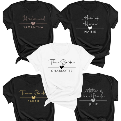 Personalized Name Bridal Shower Matching T Shirts For Bridesmaid Team Bride, Custom Bridal Party Matching Shirts ET1029
