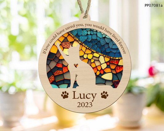 Loss of Pet Sympathy Gift, Pet Memorial Suncatcher, Cat Memorial Suncatcher, Custom Name Cat Memorial Gift OA0175