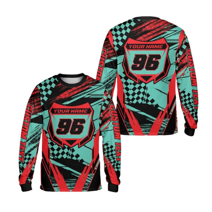 Custom Grunge Purple And Yellow Racing Motocross Long Sleeve Men's Jersey, Custom Dirt Bike Shirts ME0025