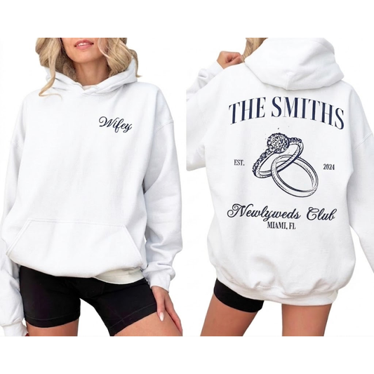 Custom Newlyweds Couple Hoodies Matching, Custom Couple Hoodies For Honeymoon ET1480
