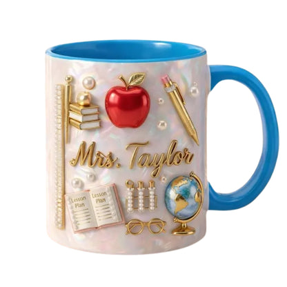 Custom Teacher 3D Printed Coffee Mug With Name, Personalized Mug For Teachers ET0108