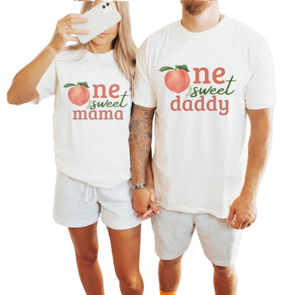 One Sweet Peach Custom Matching 1st Birthday Family T-Shirts, Custom Peach First Birthday Family Shirts ET0363