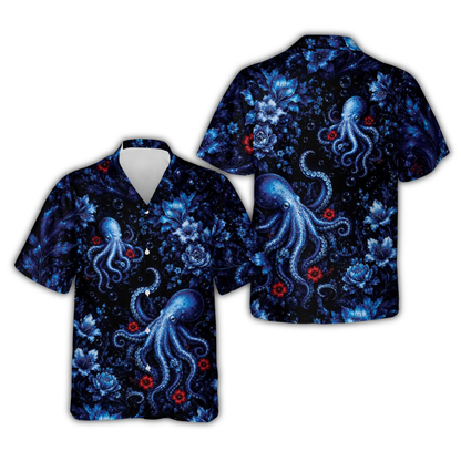 Blue Octopus Hawaiian Shirt Men Women, Octopus Ocean Hawaiian Shirt HE0919