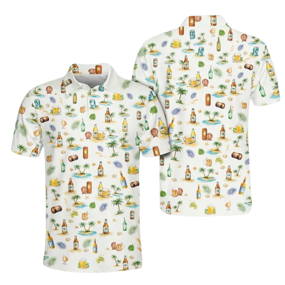 Vintage Beer Tropical Golf Men's Polo Shirt, Beer Golf Shirts GE0389