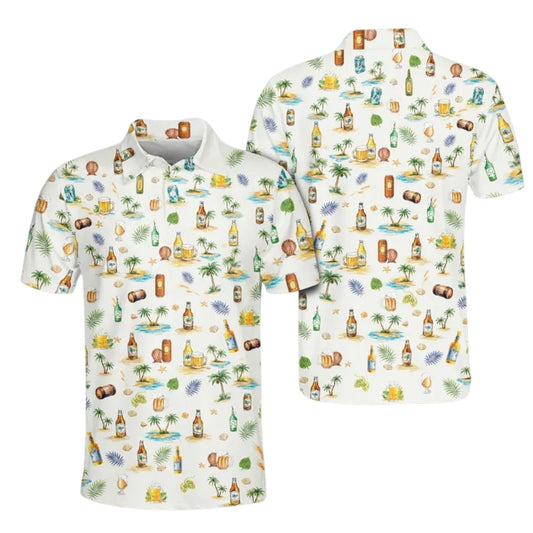 Vintage Beer Tropical Golf Men's Polo Shirt, Beer Golf Shirts GE0389