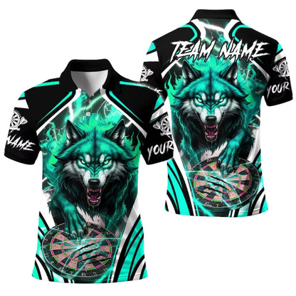 Custom Wolf Thunder Blue Dart Polo Shirt Men, Custom Wolf Team Darts Shirts DE0093