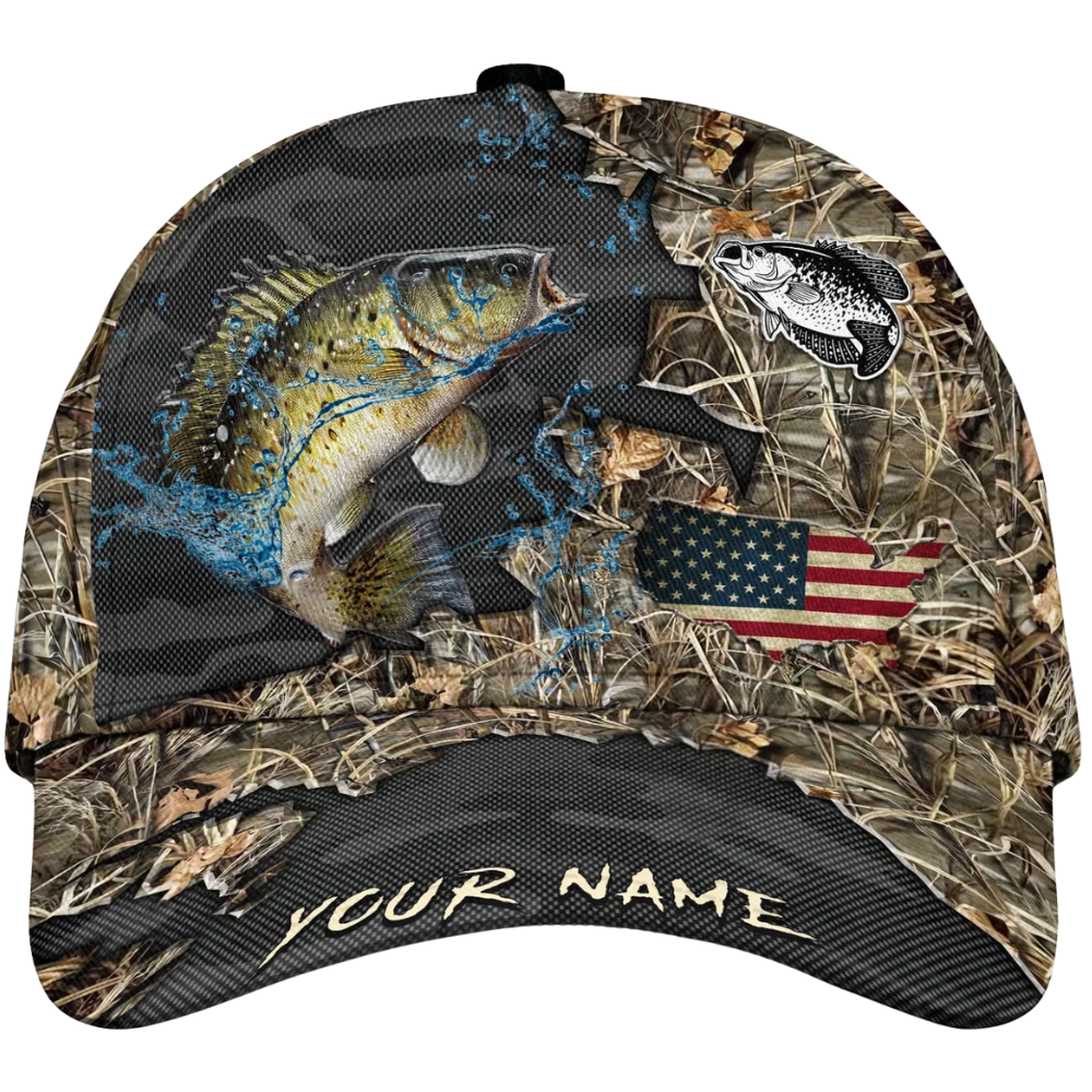 Crappie Fishing Custom Name 3D Baseball Cap, Custom Fishing Lover Cap Hat CP0635