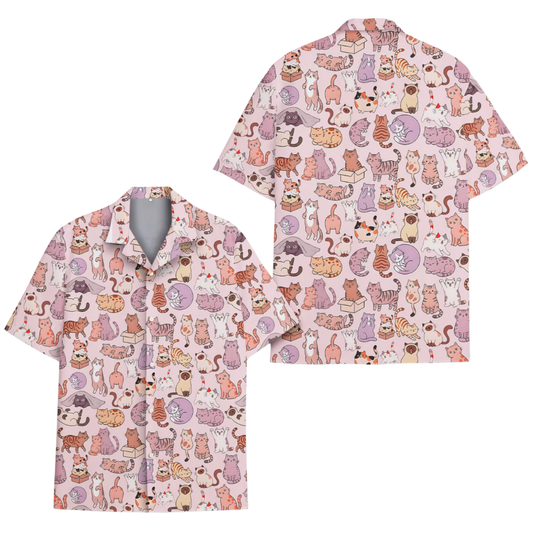 Cute Cat Pink Hawaiian Shirt For Men Women, Cat Lover Hawaiian Shirt HE0530
