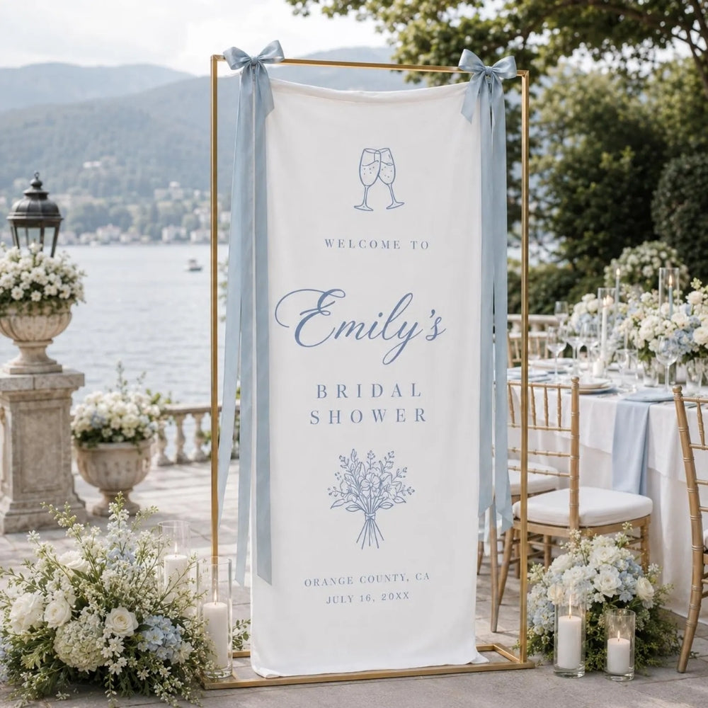 Personalized Bridal Shower Fabric Welcome Sign, Custom Bridal Party Banner WD0402