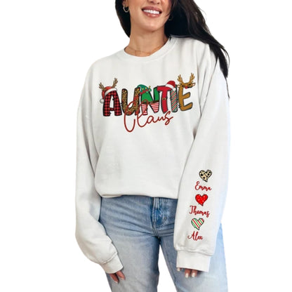 Custom Auntie Claus Sweatshirt, Custom Auntie Christmas Sweatshirt 2D0417
