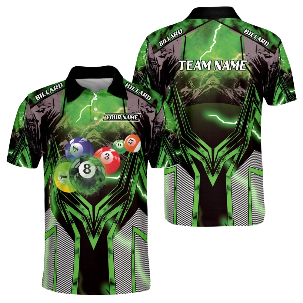 Custom Lighting Thunder Billiard Men Polo Shirts, Custom Pool Billiard Team Shirts BIZ0158