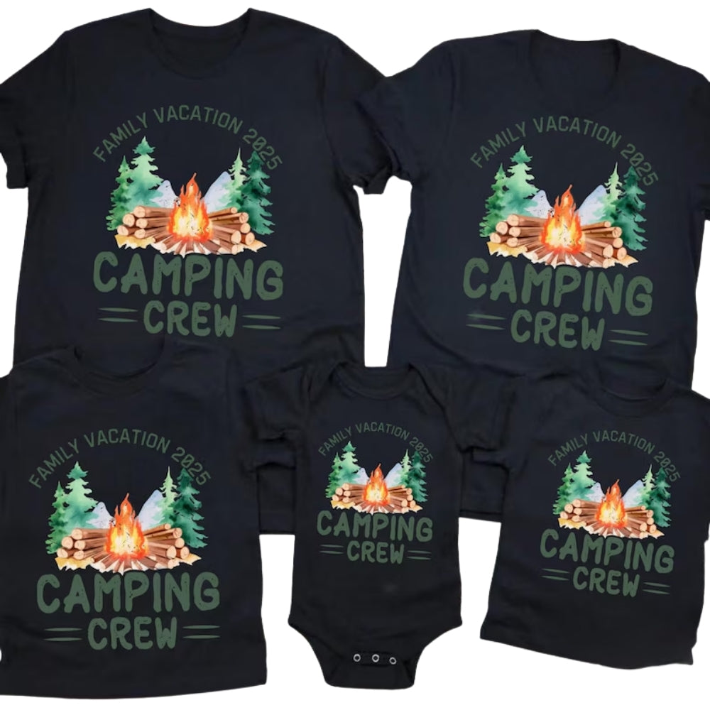 Custom Matching Camping Crew Family T Shirts, Personalized Camping Trip Matching Shirts For Family ET0657