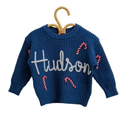 Custom Name Christmas Baby Embroidered Knit Sweater, Personalized Christmas Knit Sweatshirt BB0130