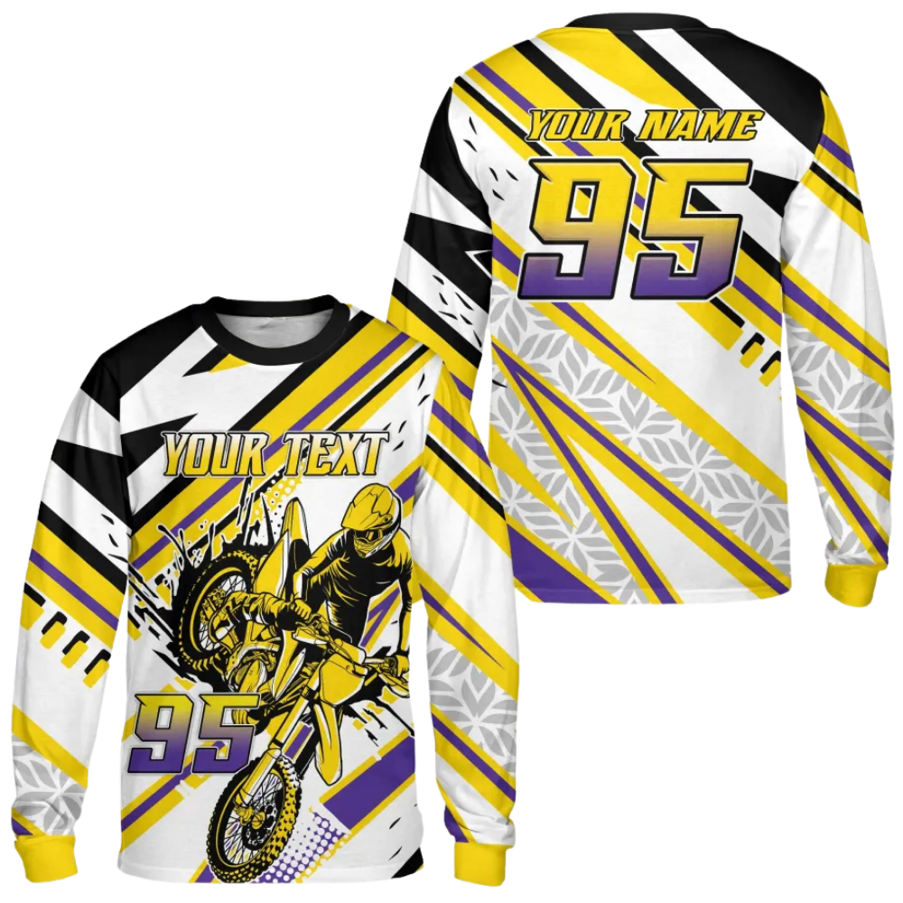 Custom Red And White Motocross Jersey Long Sleeve For Men, Custom Dirt Bike Jerseys MZ0106