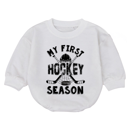 My First Hockey Season Baby Romper Sweatshirt, Hockey Baby Romper Sweatshirt BB0077