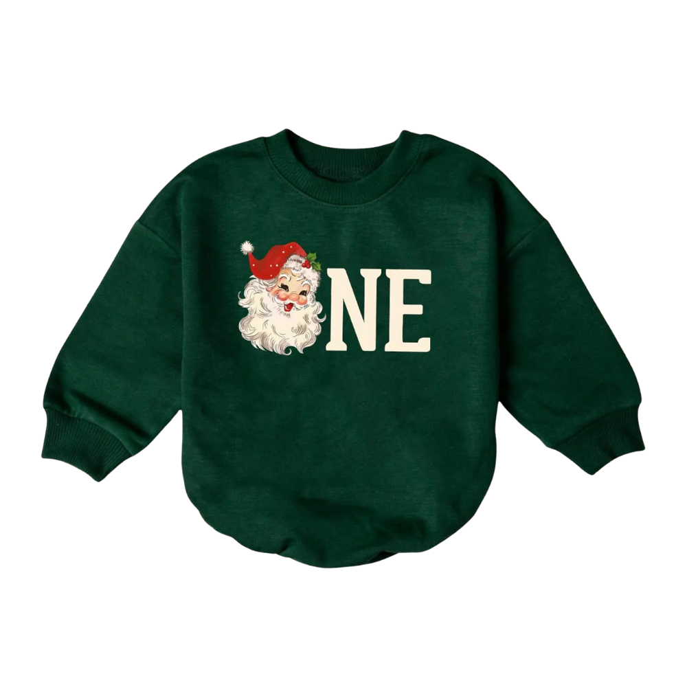 Santa First Birthday Baby Romper Sweatshirt, 1st Birthday Baby Romper Sweatshirt For Christmas BB0028
