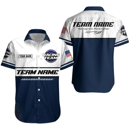 Custom Racing Team Work Hawaiian Shirt Mens, Personalized Mechanic Racing Uniforms HE0680