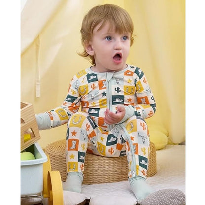 Western Retro Baby Convertible Zipper Romper, Western Convertible Romper For Baby BB0364